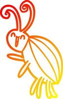 warm gradient line drawing cartoon happy beetle vector