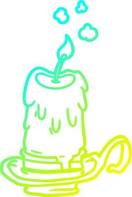 cold gradient line drawing old spooky candle in candleholder