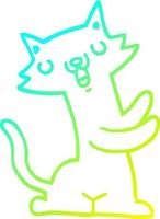 cold gradient line drawing cartoon cat vector