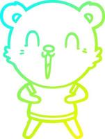 cold gradient line drawing happy cartoon bear vector
