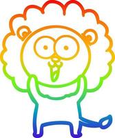 rainbow gradient line drawing happy cartoon lion vector