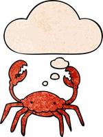 cartoon crab and thought bubble in grunge texture pattern style vector