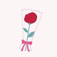 Illustration of hand drawn isolated rose flower in wrapping paper vector