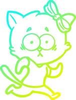 cold gradient line drawing cartoon cat vector