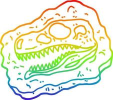 rainbow gradient line drawing cartoon ancient fossil vector