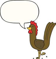 cartoon rooster and speech bubble vector