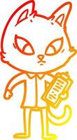 warm gradient line drawing confused cartoon business cat vector