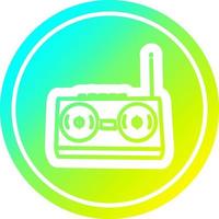 reproductor de casetes de radio circular en espectro de gradiente frío vector