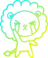 cold gradient line drawing cartoon crying lion vector