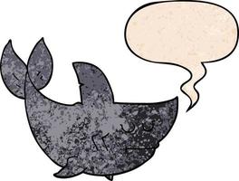 cartoon shark and speech bubble in retro texture style vector