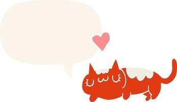 cartoon cat and speech bubble in retro style vector