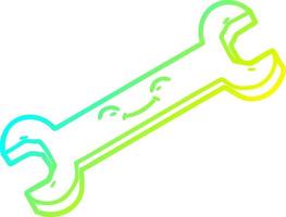 cold gradient line drawing cartoon spanner vector