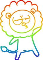 rainbow gradient line drawing cartoon tired lion vector