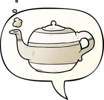 cartoon tea pot and speech bubble in smooth gradient style vector