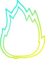 cold gradient line drawing cartoon fire vector