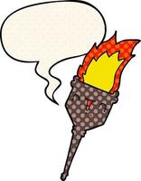 cartoon flaming chalice and speech bubble in comic book style vector