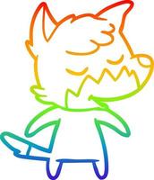 rainbow gradient line drawing friendly cartoon fox vector