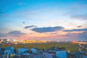 Ho Chi Minh city, Vietnam - FEB 12 2022 the international airport of Tan Son Nhat International Airport, the international airport in Saigon , southern Vietnam in night. photo