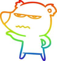 rainbow gradient line drawing angry bear cartoon vector