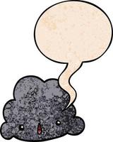 cartoon cloud and speech bubble in retro texture style vector