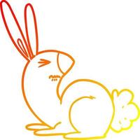 warm gradient line drawing cartoon annoyed rabbit vector