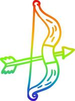 rainbow gradient line drawing cartoon bow and arrow vector