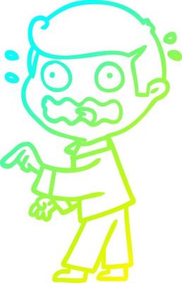 cold gradient line drawing cartoon stressed out pointing