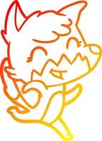 warm gradient line drawing happy cartoon fox vector