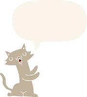 cartoon cat and speech bubble in retro style vector
