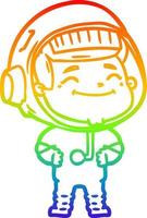 rainbow gradient line drawing happy cartoon astronaut vector