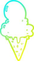 cold gradient line drawing cartoon ice cream vector