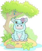 cute little hippo vector