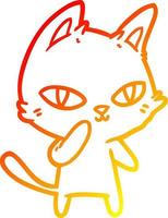 warm gradient line drawing cartoon cat staring vector