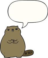 cartoon beaver and speech bubble vector