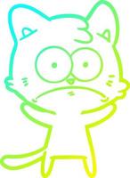 cold gradient line drawing cartoon nervous cat vector