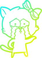 cold gradient line drawing cartoon cat vector
