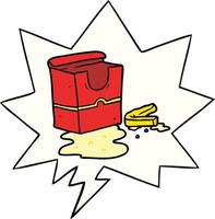 cartoon empty box of fries and speech bubble vector