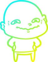 cold gradient line drawing cartoon creepy guy vector