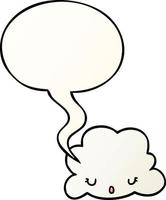 cute cartoon cloud and speech bubble in smooth gradient style vector