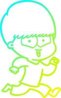 cold gradient line drawing cartoon happy boy vector