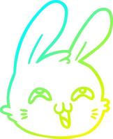 cold gradient line drawing cartoon happy rabbit face vector