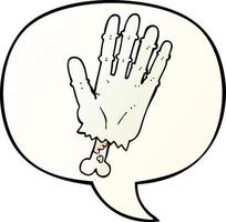 cartoon zombie hand and speech bubble in smooth gradient style vector