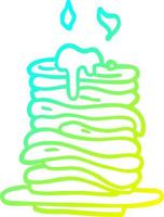 cold gradient line drawing cartoon stack of pancakes vector