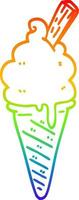 rainbow gradient line drawing cartoon ice cream vector