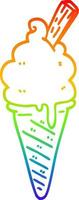 rainbow gradient line drawing cartoon ice cream vector