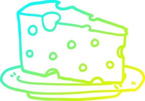 cold gradient line drawing cartoon cheese on plate vector