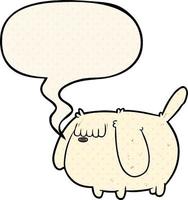 cute funny cartoon dog and speech bubble in comic book style vector