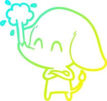 cold gradient line drawing cute cartoon elephant spouting water vector