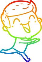 rainbow gradient line drawing cartoon man laughing vector