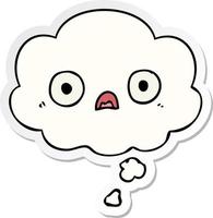 cute cartoon face and thought bubble as a printed sticker vector